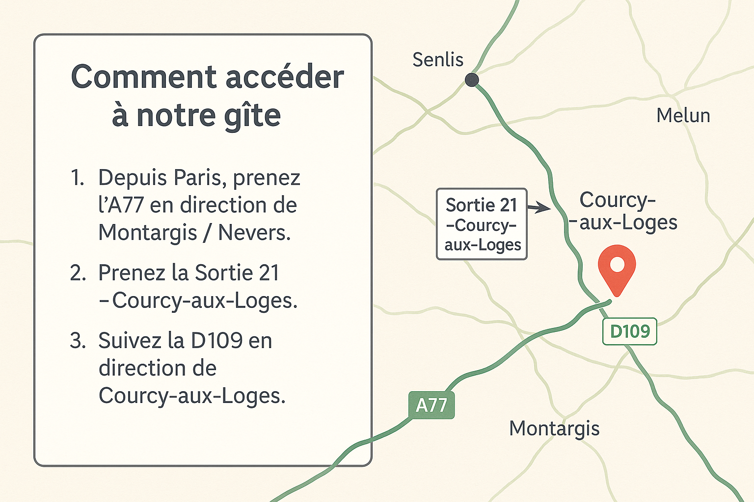 Carte de Direction vers Le Relais d'Eugénie avec le point de localisation du Relais d'Eugénie 